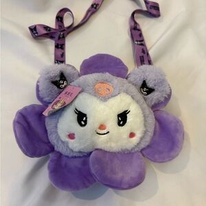 Kuromi Plush Flower Crossbody Bag – Purple Shoulder Purse NWT – Kawaii